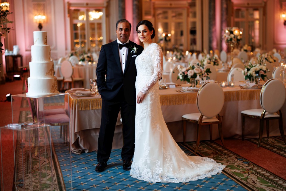 Bride and groom in the Fairmont Chateau Laurier Ballroom photo by Martin McMahon Photography