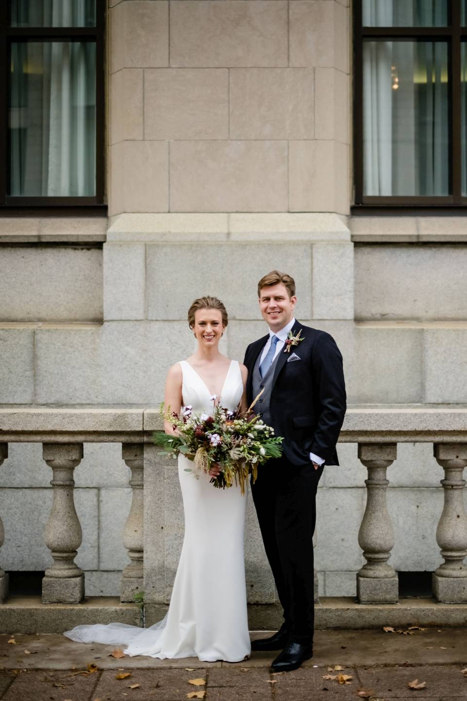 Bride and groom outside Chateau Laurier photo by Union Eleven photographers