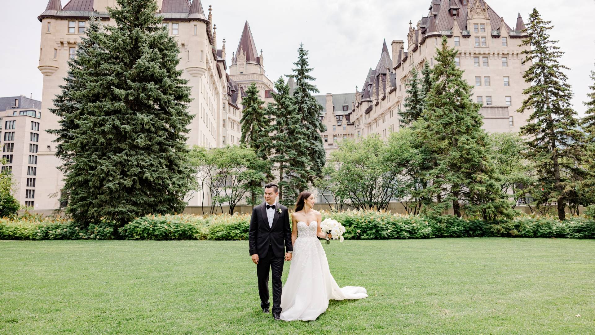 Joyful Bride and Groom after being married | Chateau Laurier | Grey Loft Studio