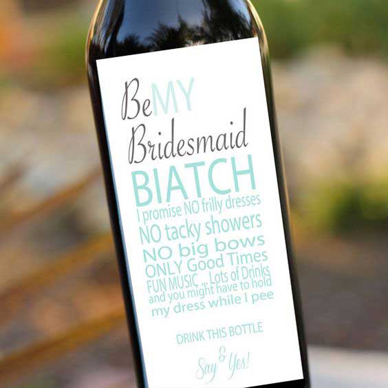 5 ways to pop the question to your #bridalsquad - Wine Personalized wine labels to give your #bridalsquad from Etsy.com