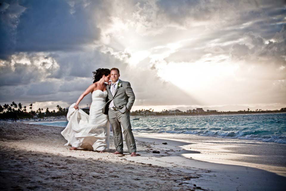 Bride and Groom Punta Cana beach at sunset | Majestic Colonial Punta Cana | Michael Steingard Photography