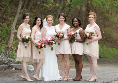 Bridesmaids blush dresses and Bride with antique lace dress | Britannia Yacht Club | Union Eleven