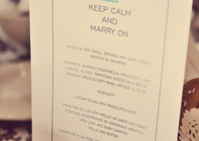 Keep calm and marry on menu | Sala San Marco | Renaissance Studios