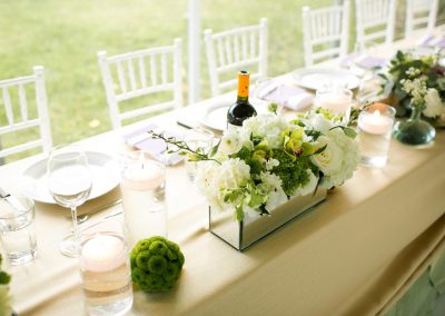Button mum balls and mirrored box centerpiece | Private Residence Wedding | Union Eleven Photographers