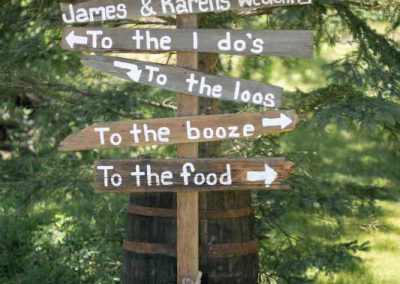 Funny wood directions signs | BPrivate Residence Wedding | Union Eleven Photographers