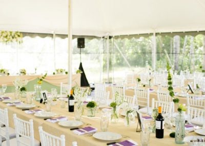 Long tables white chiavari green and white florals | Private Residence Wedding | Union Eleven Photographers