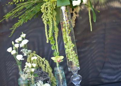 Tall glass arrangements with amaranthus | Private Residence Wedding | Union Eleven Photographers