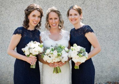 Bride lace dress and Bridesmaids navy lace dresses with Bouquets | Rivermead Ottawa | AMBphoto