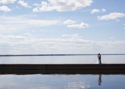 Bride and Groom on Pier with Lake View | Rivermead Ottawa | AMBphoto