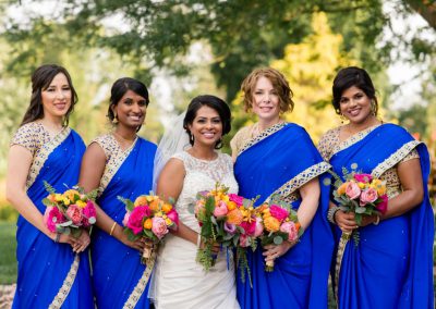 Bride and bridesmaids royal blue gold saris | Ottawa Hunt and Golf Club | Union Eleven Photographers